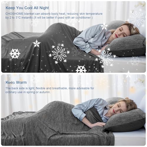 Image of CHOSHOME Cooling Blanket for Hot Sleepers Lightweight Summer Cold Thin Blankets for Sleeping, Hot Flashes Night Sweats, Soft Blanket for Bed, Twin XL Size, Black