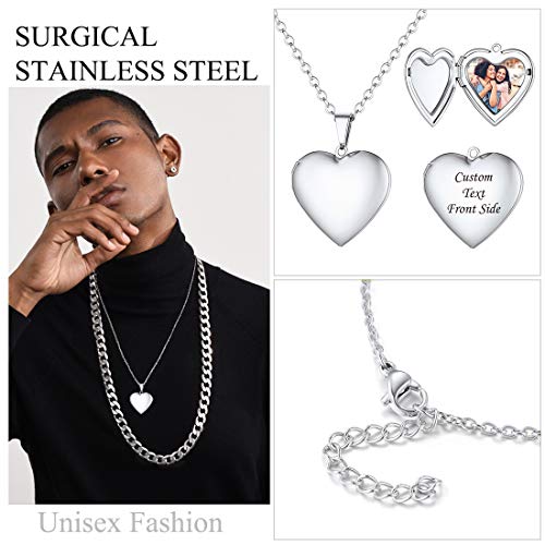 U7 Stainless Steel Locket Necklace That Hold Picture Women Girls Personalized Gift Heart Pendant Photo Image Necklaces, Mothers Day/Lover/Friends/Couple Jewelry #TOP4
