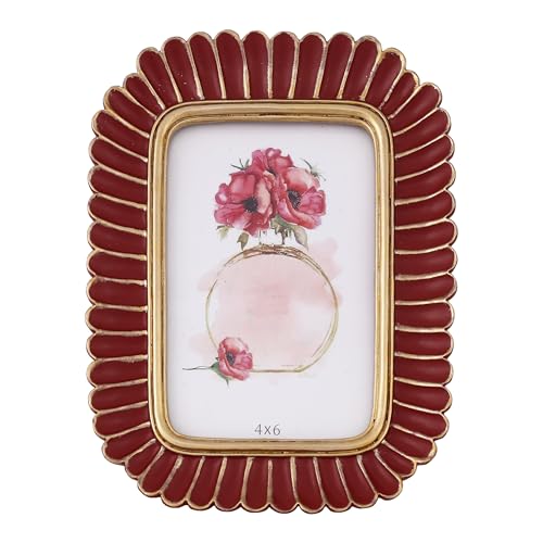 Desklens Vintage Red 4x6 Picture Frame, Ornate Photo Frame for Wall Decor or Tabletop Display, Baroque Style Home Decor for Living Room,Dining Room, Gift Idea for Christmas, Housewarming, Anniversary