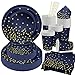 NINEFO 120pcs Happy Birthday Partygeschirr Set, Roségold Geburtstag Einweggeschirr Pappbecher Pappteller Servietten Trinkhalme Set für Kindergeburtstag Mädchen Damen Geburtstagsfeier (Royal Blue)