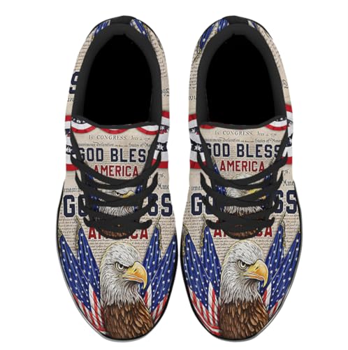 Sonzj-II Patriotic 4th of July Shoes Independence Day American Flag Print Sneakers Lightweight Comfortable Running Shoes for Men Women2