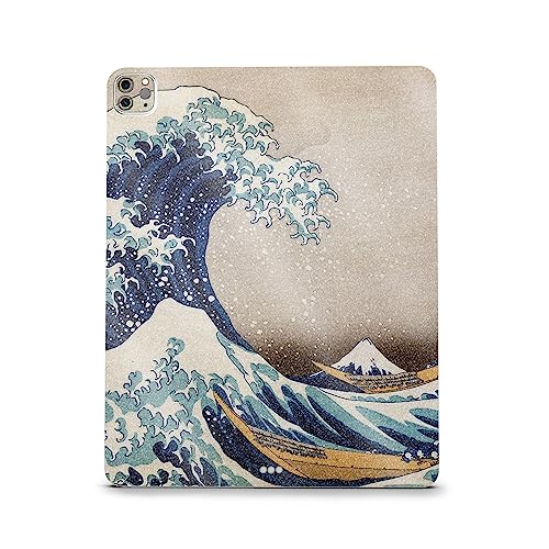 Image of MightySkins Carbon Fiber Skin Compatible with Apple iPad Pro 12.9 inch M2 6th Gen (2022) Full Wrap Kit - Great Wave of Kanagawa | Protective, Durable Textured Carbon Fiber Finish | Made in The USA