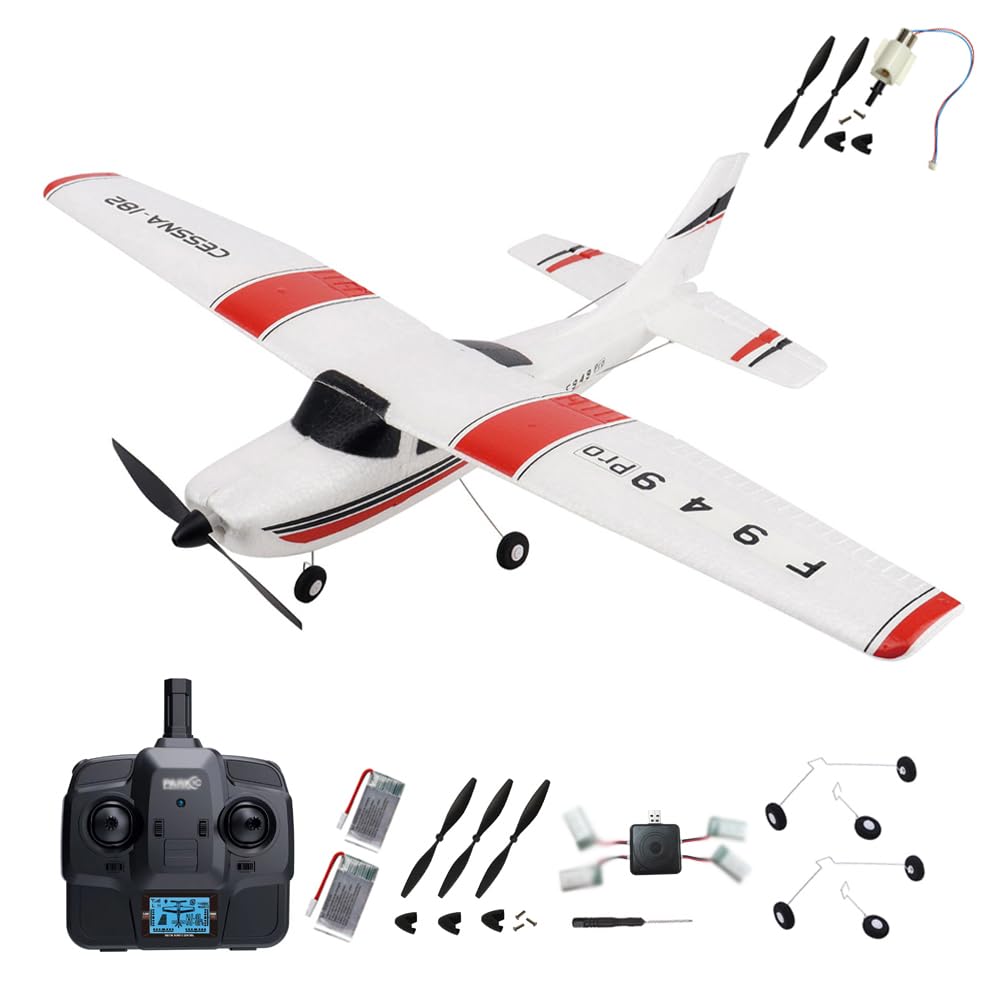 F949pro 3D6G Giroscopio Aereo RC con 1020 Motore CESSNA-182 3CH RC Aerei per Adulti Outdoor F949S 2.4GHZ Aereo Telecomandato (2BSL+Motor)