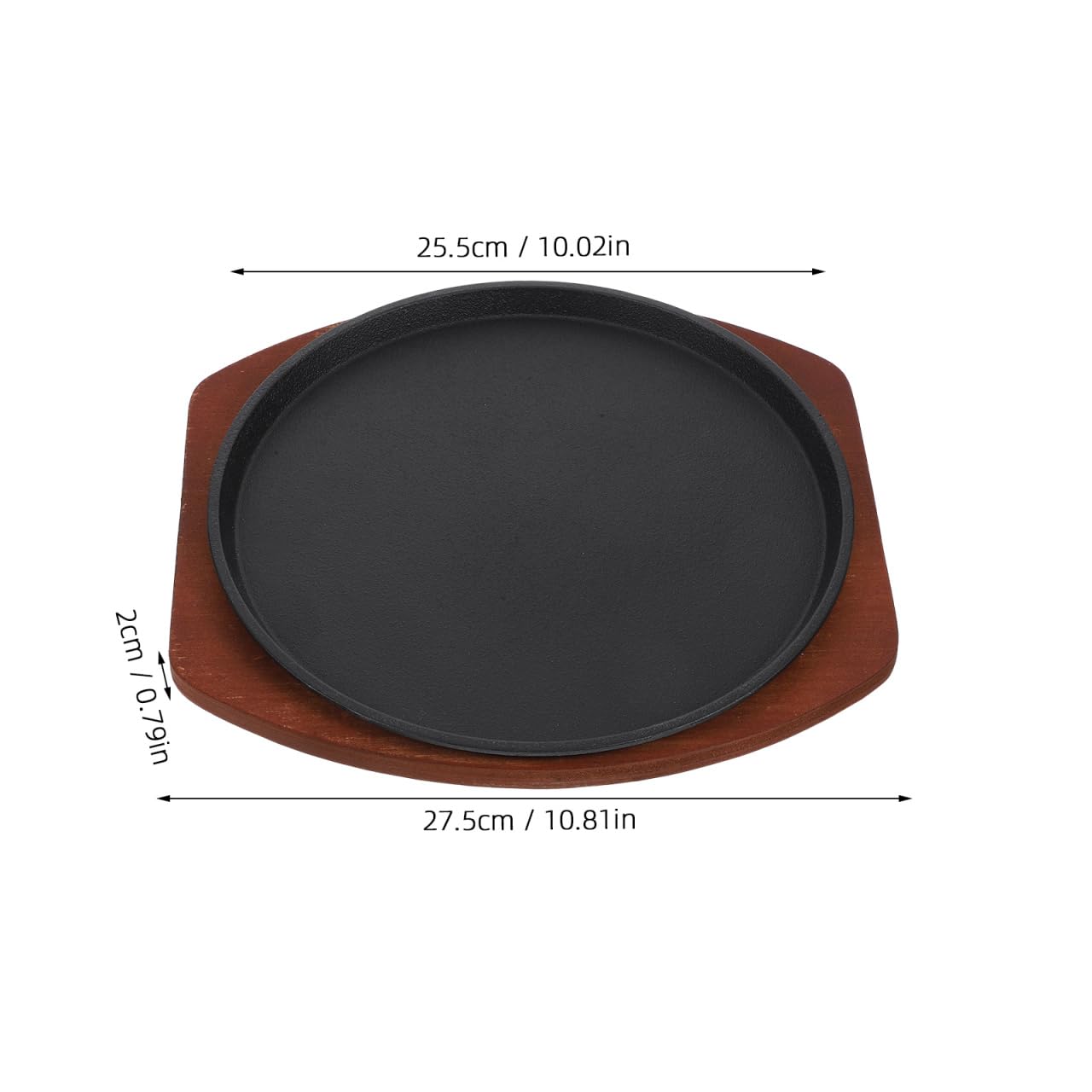 TIDTALEO Plato De Carne De Hierro Fundido 10.82X10.03In Con Base De Madera SartéN Para Asar Uniforme Y Resistente Para Parrilla Hogar Cocina