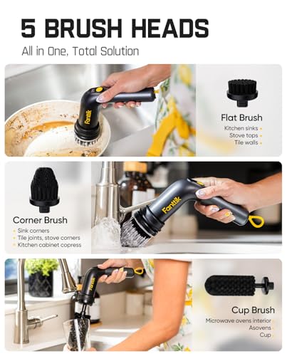 Fanttik G9 Handy Cordless Electric Spin Scrubber w/ 5 Brush Heads & LED Display - image 3