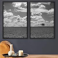 2 Piece Framed Canvas Wall Art Misty Forest Canvas Prints Home Artwork Decoration for Living Room,Bedroom - 16