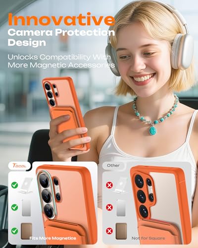 Image of TOCOL for Samsung Galaxy S26 Ultra Case, Compatible with Magsafe, Built-in Magnets, Drop Protection, Slim Translucent Matte for S26 Ultra Phone Case 6.9 inch (Orange)