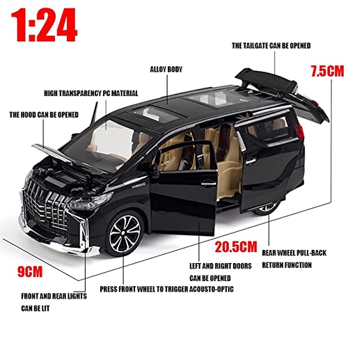 Image of DEUSON ECOM 1:24 Scale Alphard Toy Car for Kids Diecast Metal Cars with Light Sound Pull Back Openable Door Car Toy, White