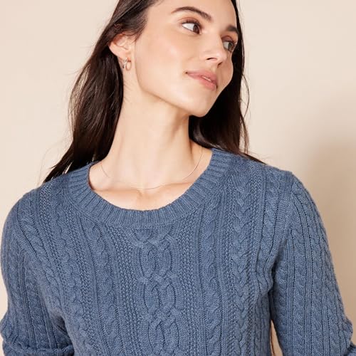 Image of Amazon Essentials Women's Regular Fit Soft Cotton Cable Knit Ribbed Crewneck Sweater (Available in Plus Size)