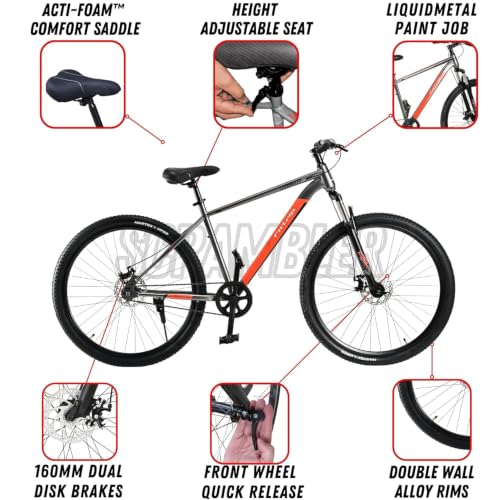Image of FitTrip Scrambler 29T | Single Speed MTB | Zero Maintenance I 1030 Hi-Ten Steel Frame | Trioblade Dual Disk Brakes | Suspension Fork | Unisex | Fully Fitted (Red, 29 inch)