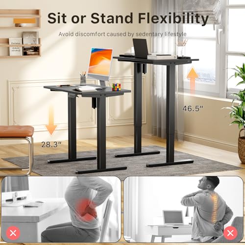 Image of JOY worker Small Electric Standing Desk, 31.5 inch x 20 inch Whole Piece Height Adjustable Desk with Memory Controller, Black Sit to Stand Workstation for Home Office