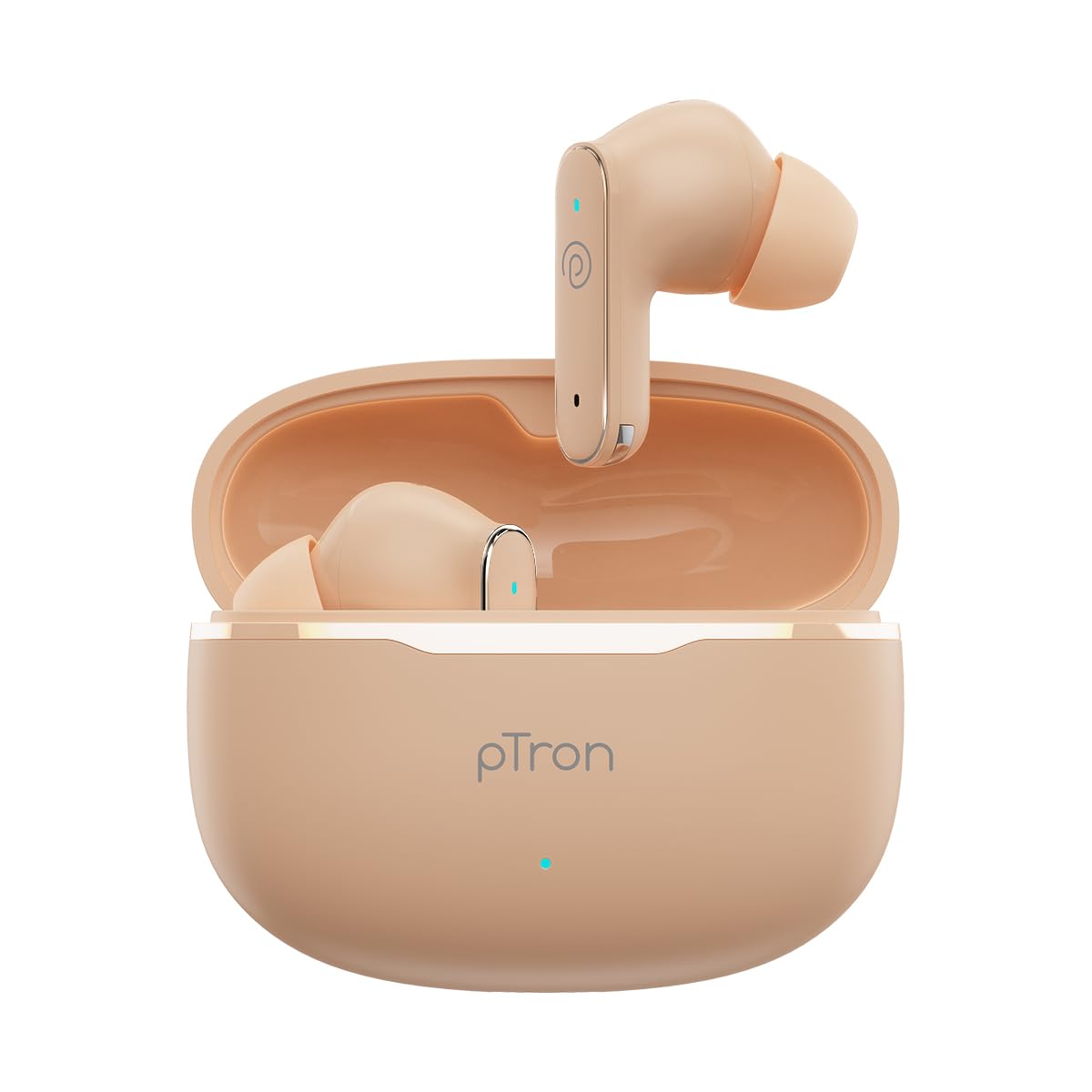 pTron Bassbuds Eon in-Ear TWS Earbuds w/ 13mm Drivers, 45Hrs Playtime, Dual HD Mic & TruTalk AI-ENC Calls, Custom EQ,Mobile App, Bluetooth v6.0 Headphones,Voice Assist., Type C Charging & IPX5 (Peach)-image-7