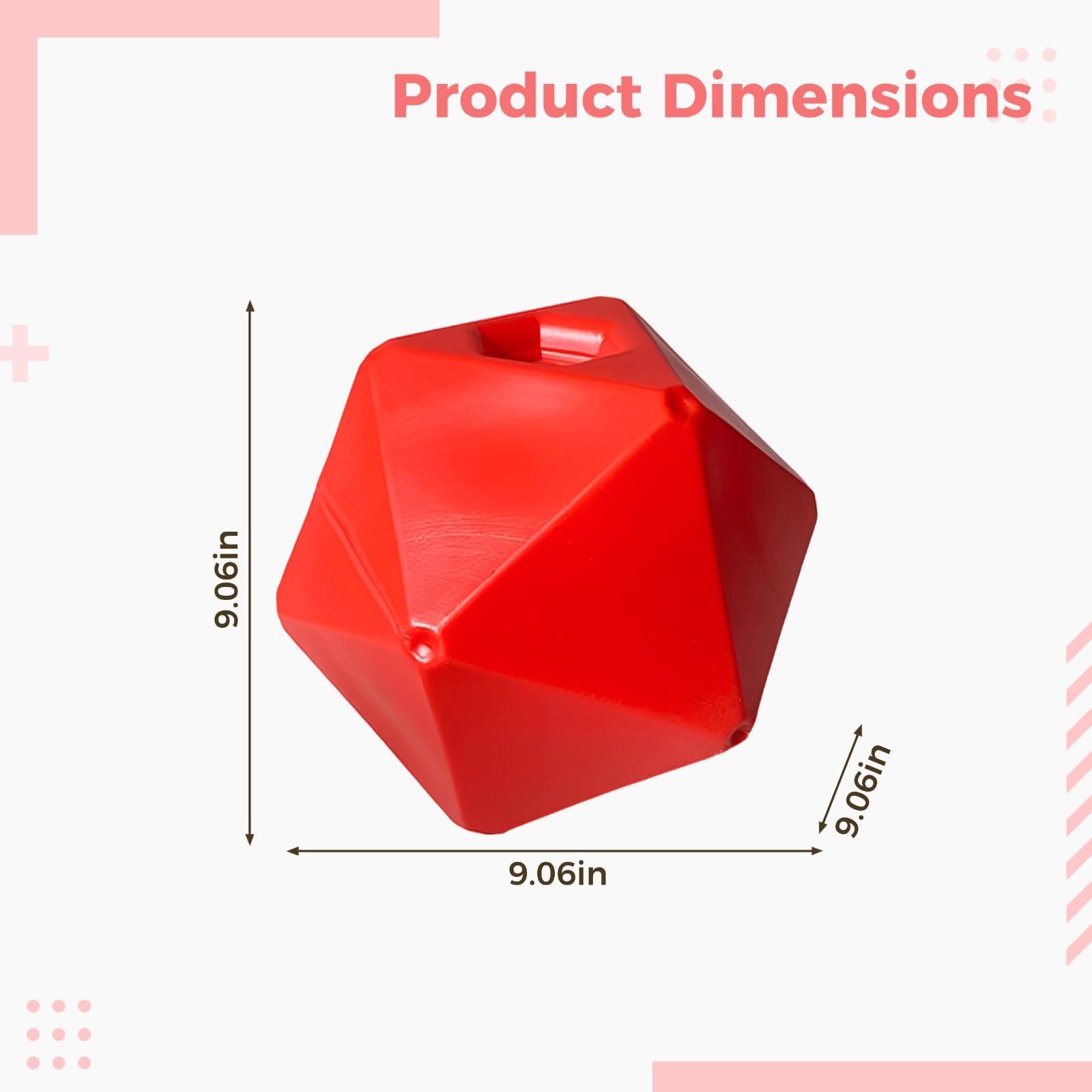 Juguete alimentador de bola de golosinas para caballos, 9 in / 23 cm, bola de juego equina de polipropileno rojo seguro para alimentos, para el aburrimiento y el alivio del estrés