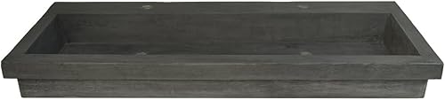 Native Trails NSL4819-S - Fregadero de baño de piedra nativa, 48 x 19 pulgadas, pizarra, doble orificio de grifo