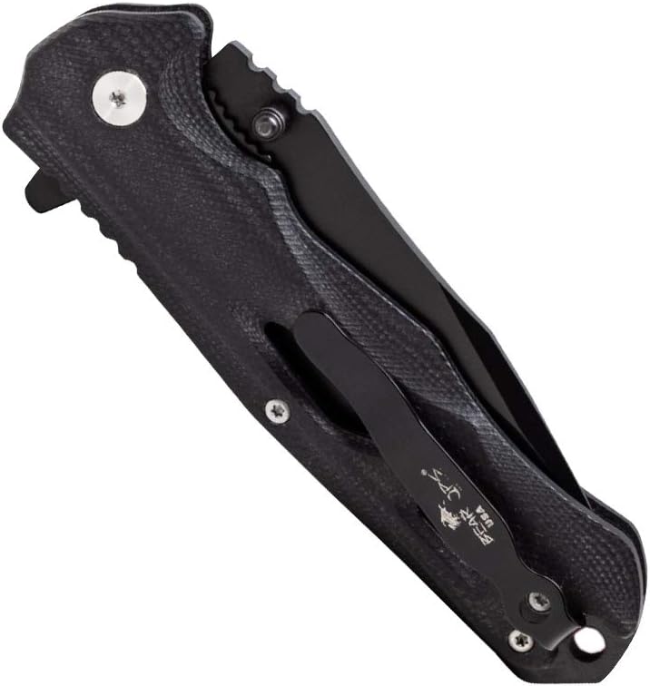 Bear OPS Rancor II Modified Drop Point Blade, CPM-S30V Steel, Black G10 Handle, Tip Down Carry Pocket Clip, Precision Ball Bearing(MC-400-B4-B-S35)