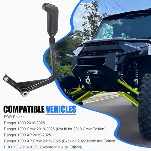 Image of Shift Lever Cast Matte Black & Knob Kit for Polaris Ranger 1000 Crew XP PRO XD 2018-2025 5639439-458 5634266-458 5633821-458