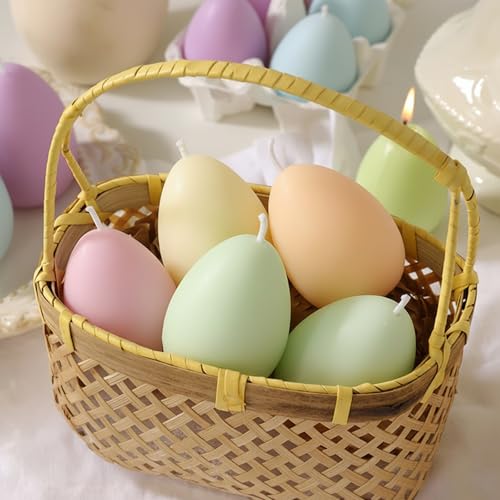 Osterkerzen Eiförmig - 4 Stück Bunte Eierkerzen Set In Eierschachtel, Modern Osterkerzen, Kerzen Ostern Für Osterdekoration & Ostergeschenke