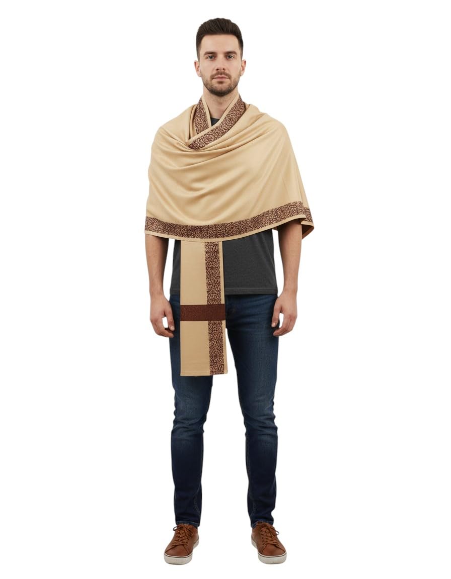 KAVIM Grey Wool Solid Men's Shawl KA-SWL-02-picture-22