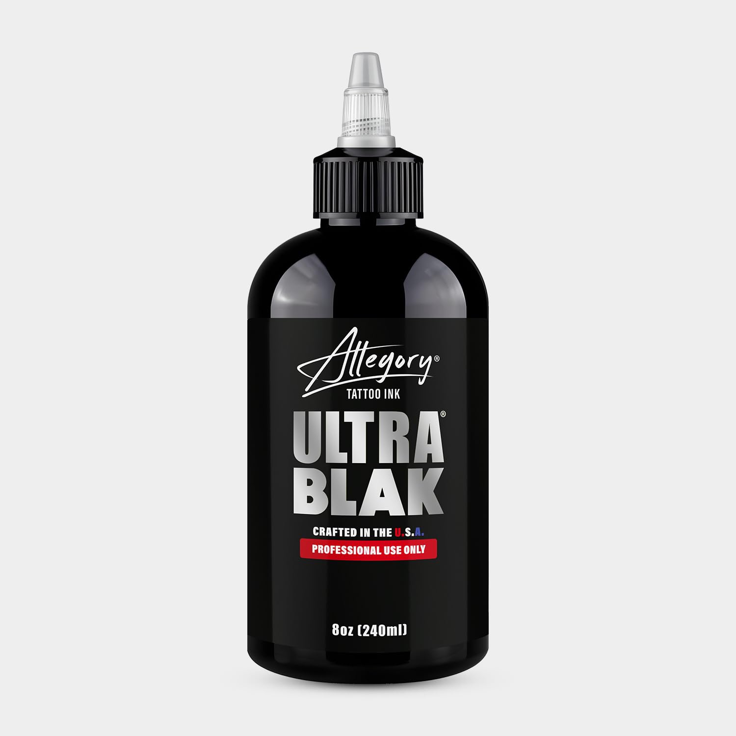 Allegory Tattoo Ink – Ultra Blak, Premium Black Tattoo Ink, Perfect for Lining and Shading, Smooth, Consistent Pigment, Vegan Friendly Tattoo Color, Organic Ink, Crafted in The USA (8 oz)