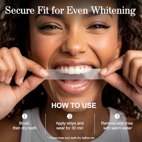 Image of Teeth Whitening Strips, 7-Day Starter Pack, 14 Strips / 7 Treatments, 6% Hydrogen Peroxide Formula with Hydroxyapatite, Mild Mint Flavor, 30-Min Routine