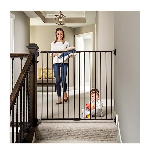 Image of Regalo 2-in-1 Extra Tall Easy Swing Stairway and Hallway Walk Through Baby Gate, Black 1 Count (Pack of 1)
