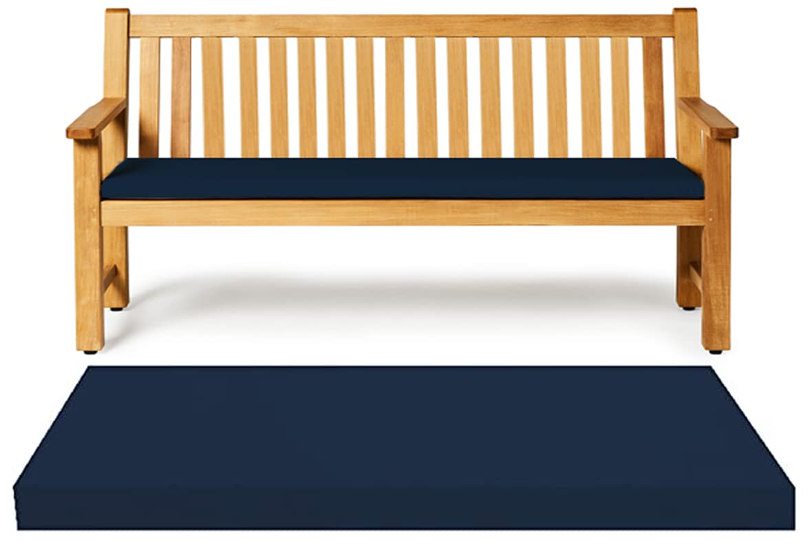 Dazzle Collection Waterproof seat pads for garden chairs Indoor & Outdoor Garden Sofa Foam Seat Pad patio bench Cushions Pad (2 Seater Bench Pad 108cm x 45cm x 5cm, Navy)
