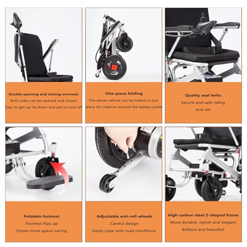 Scooter motorizzato per anziani, sedia a rotelle elettrica pieghevole automatica, design ultraleggero con freni a mano, capacità 150 kg,
