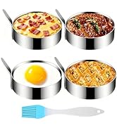 3.5" Nonstick Egg Rings Set of 4, Stainless Steel Construction with Built-in Tab-Style Handle,