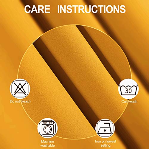Image of LEMOMO Blackout Curtains 66 x 95 inch /Yellow Curtains Set of 2 Panels /Thermal Insulated Room Darkening Bedroom Curtains