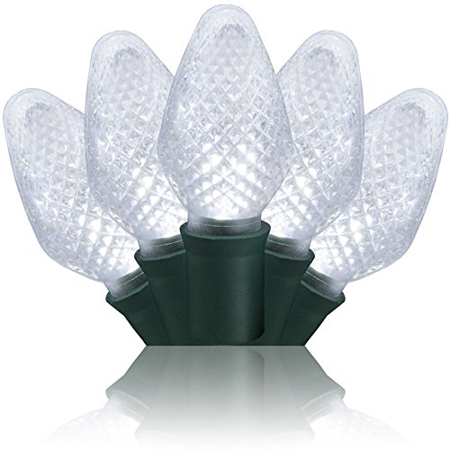 C7 Cool White Christmas Lights Set Of 25, 17 Ft, White Led Christmas Lights Outdoor Christmas String Lights Party Wedding Indoor-Outdoor Christmas Lights C7 Christmas Lights String #TOP7