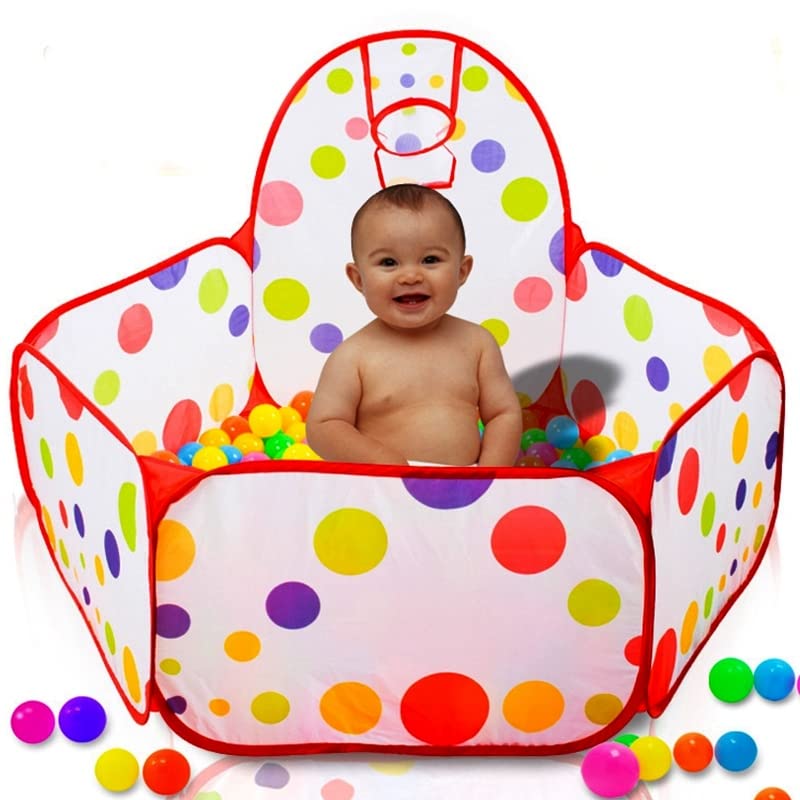 Image of BabyGo Kids Dotted Basketball Pool for Kids Play Tent House for 2+ Year Old Girls and Boys (Mutlicolor)