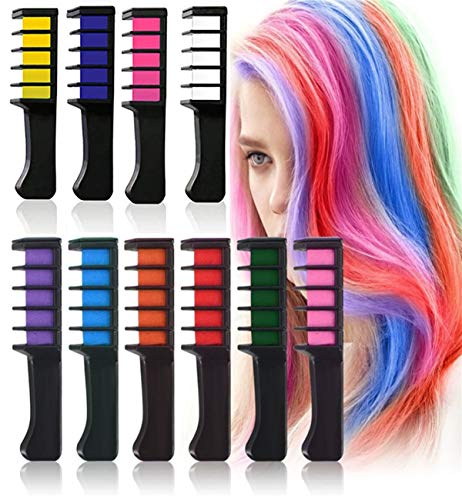 Hair Chalk for Girls Temporary Hair Color Combs Washable Kids Hair Glitter for Halloween/Christmas/Birthday Party/Cosplay DIY