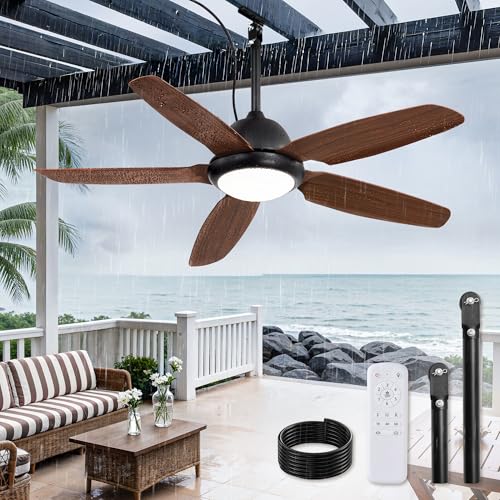 52 Inch Wet Rated Outdoor Ceiling Fan Lights and