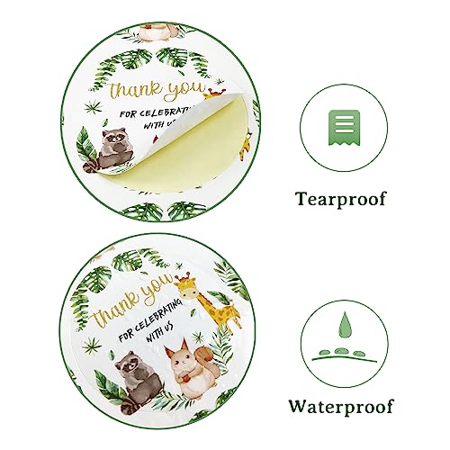 Uniideco OTH238 200 Pieces Baby Shower Stickers, Uniideco Safari Stickers Thank You Stickers For Birthday Party Favor 2 Inch Jungle Stickers thumb #3