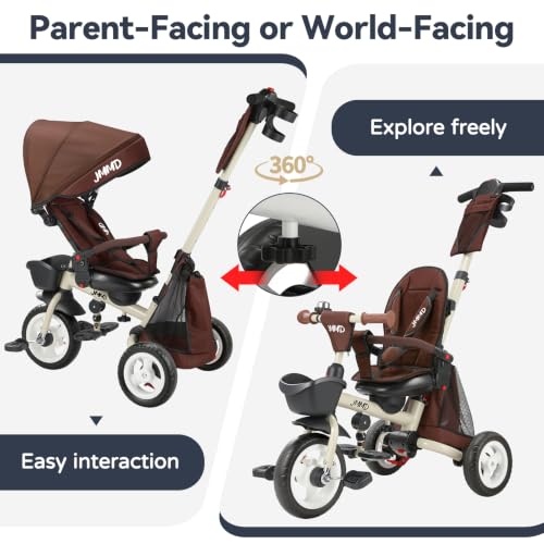 Image of JMMD 8-in-1 Foldable Toddler Tricycle for Ages 1-5, Portable Trike Stroller