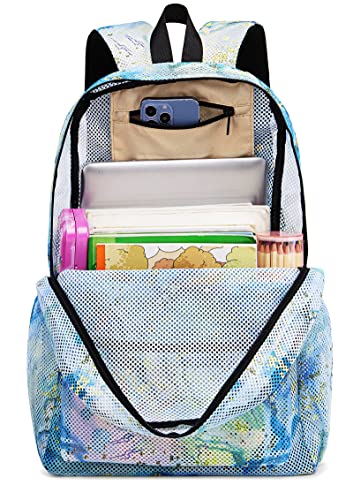 Bluboon Mesh Backpack Girls Kid Semi-Transparent School Bookbags See-Through Lightweight Waterproof Casual Daypack For Beach Gym Travel #TOP4