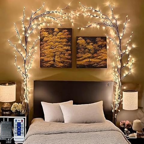LKGOOD Vines for Home Decor with Remote Control On/Off Timmer Dim,7.5Ft Christmas Decorations Artificial Tree Branches with 144 LEDs Enchanted Willow Vine for Indoor Walls Bedroom Décor(1PCS) Cover