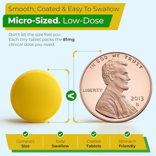 TIME-Cap Labs 500 Tablets Low Dose Aspirin 81mg Enteric Coated - NSAID Pain Reliever & Fever Reducer for Adults, Helps with Minor Aches, Headaches, Muscle Pain, Toothaches, and Joint Discomfort - Thumbnail 3