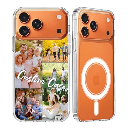 YahCase Custom Phone Case for iPhone 17 Pro Max with Magsafe [Strong Magnets][Non-Yellowing] Personalized Magnetic Clear Slim Phone Cover with Photo Text
