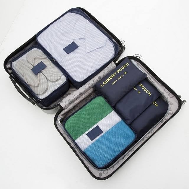 Image of Handcuffs Packing Cubes Travel Pouch Bag Organiser Set of 4 (2 x Large, 2 Medium, and Slim) - Black(Polyester)