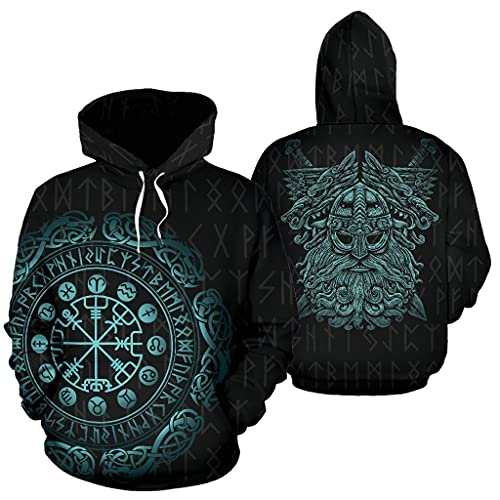 Sweat Viking de qualité supérieure avec impression 3D boussole et détails de mythologie