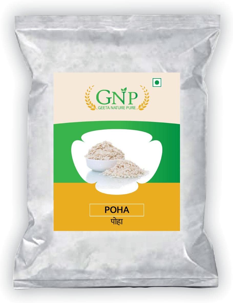 Geeta Nature Pure White Poha Health Food, Flattened Rice/Atukulu Enriched with Dietary Fibers & Nutrients (1Kg)