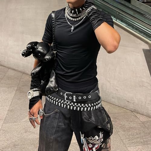 Image of Studded Belt for Women and Men Goth Metal Punk Belt Scene Style Cool Belts for Jeans