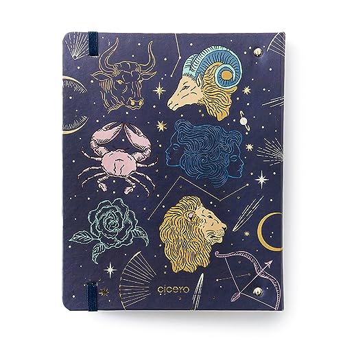Caderno Criativo Argolado Office Duo Astral Pautado & Pontado A5 Cartas Do Zodíaco Azul, Cicero
