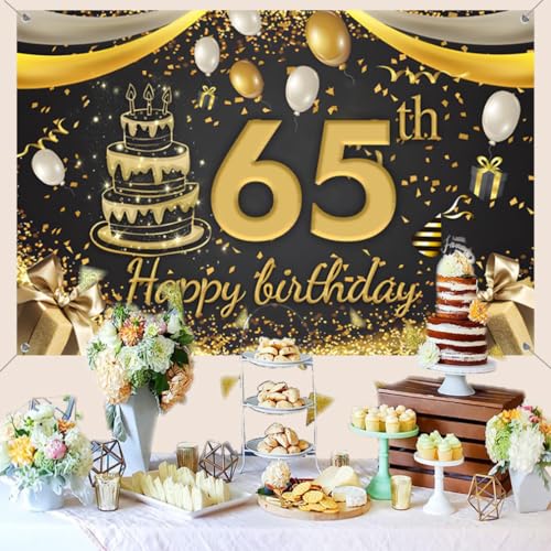 Décoration de porte pour 65e anniversaire facile à installer sans pli - 3