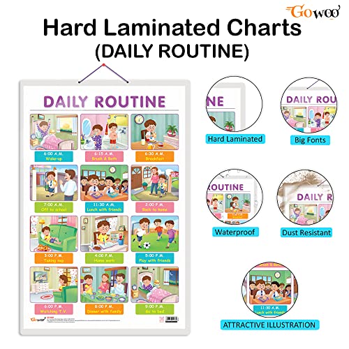 Image of Set of 2 Baarahkhadee and DAILY ROUTINE Early Learning Educational Charts for Kids | 20 inchX30 inch inch |Non-Tearable and Waterproof | Double Sided Laminated | Perfect for Homeschooling, Kindergarten and Nursery Students
