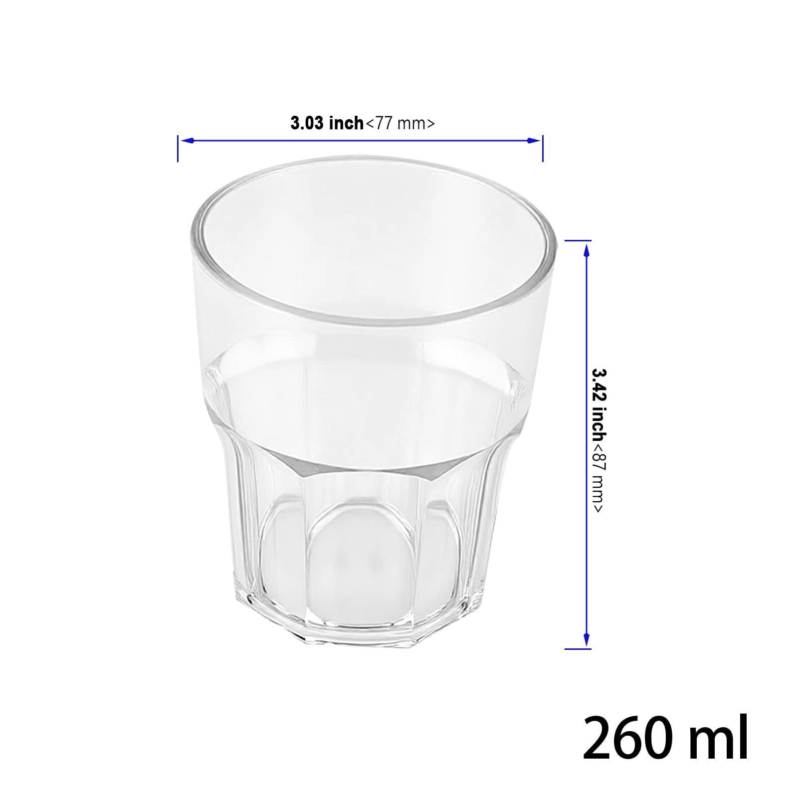 Lot de 30 gobelets en plastique transparent réutilisables de 260 ml pour cocktail, jus, whisky, vin, pique-nique, fête, camping