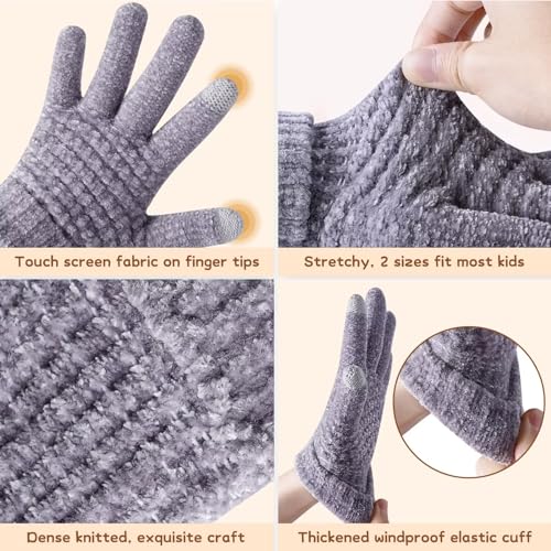 Guantes de chenilla para ni&ntilde;os HAITHO un regalo &uacute;til de invierno con tres pares t&eacute;rmicos 3