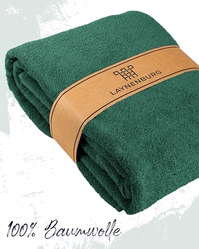 LAYNENBURG Premium Frottee Decke 150x200 cm - 100% Baumwolle - Dünne & Leichte Sommerdecke - Baumwolldecke als Sofa- & Bettdecke - Frottierdecke & Kühlende (Dunkelgrün)