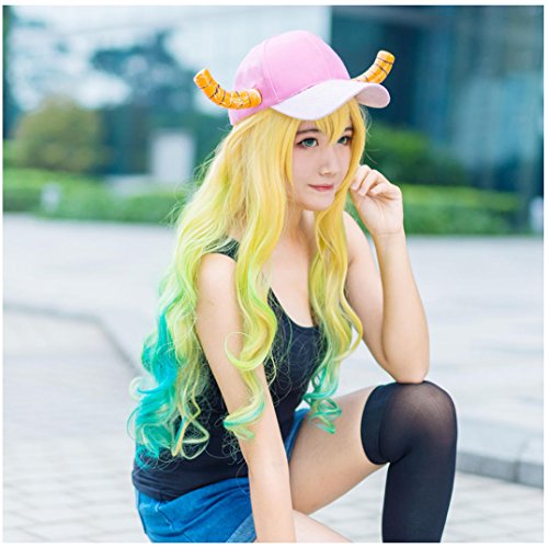ColorGround Female Long Wavy Yellow Green Blue Gradient Cosplay Wig
